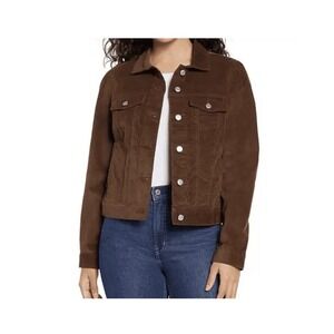 GAP Puff Sleeve Corduroy Trucker Jacket Brown Size Large